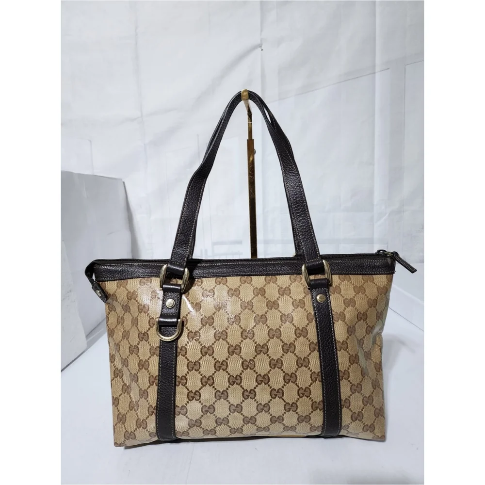 GUCCI Crystal Monogram Medium Abbey Tote Brown - Picture 7 of 12